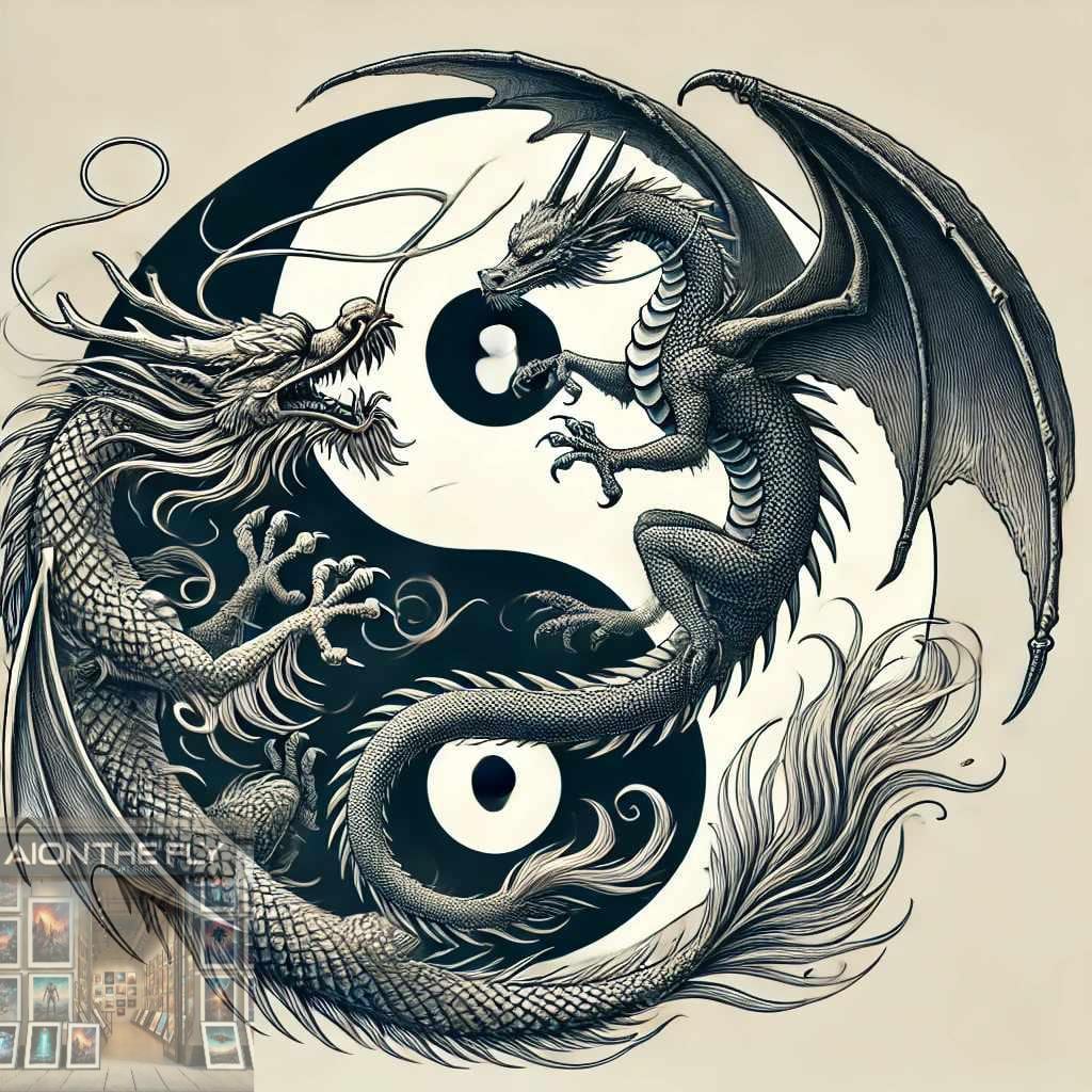 Toile encadrée représentant un dragon vert chinois | Wall Decor Delights