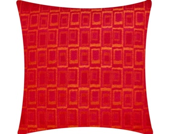 Mid-Century Geo Jacquard Throw Pillow Cover | Fuchsia & Orange Cushions | Retro Sofa Pillow | Spring Home Decor | Mother's Day Gift