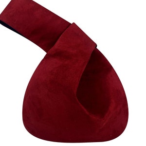 Cranberry Vegan Suede Mini Knot Bag | Japanese Knot Bag | Wristlet Cutch Pouch | Minimalist Handbags | Knot Style Purse | Gifts for Her