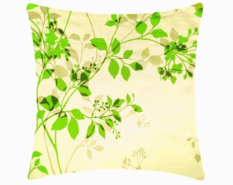 Nouveauté : housse de coussin fleurie Kate | Oreiller à imprimé botanique | Coussins verts | Coussins de canapé | Décoration d'intérieur moderne | Cadeau fête des mères