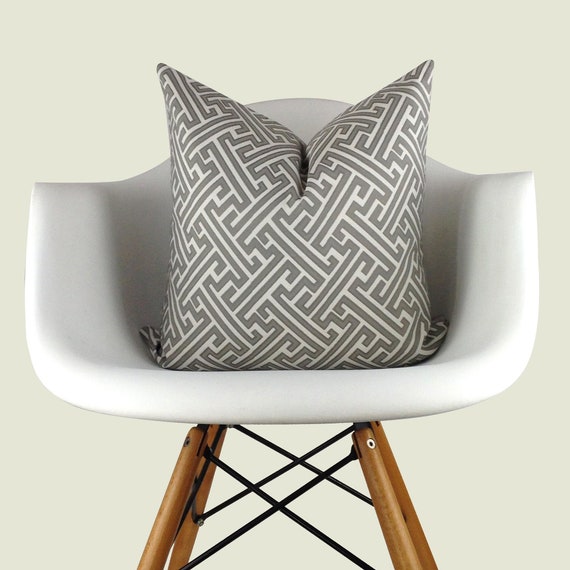 Modern Greek Key Applique Throw Pillow Luxe Blurred Lines Throw Pillow Cover