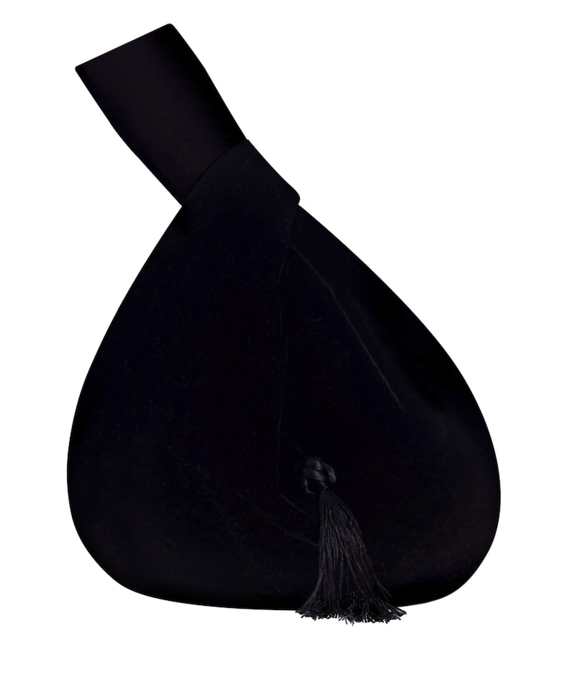 Mini Velvet Tasseled Knot Bag Japanese Knot Bag Pouch Black Evening Bag Knot Style Purse Mother's Day Gift image 2