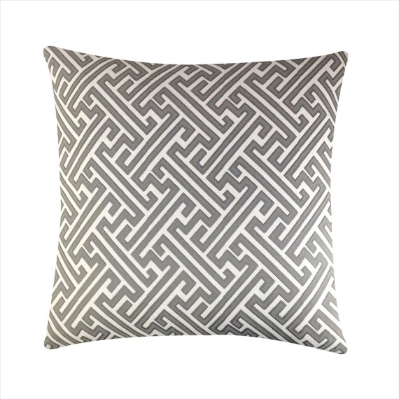 Modern Greek Key Applique Throw Pillow Luxe Blurred Lines Throw Pillow Cover