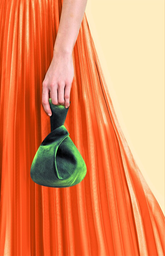 Teal Blue Mini Faux Suede Knot Bag Japanese Knot Bags Etsy