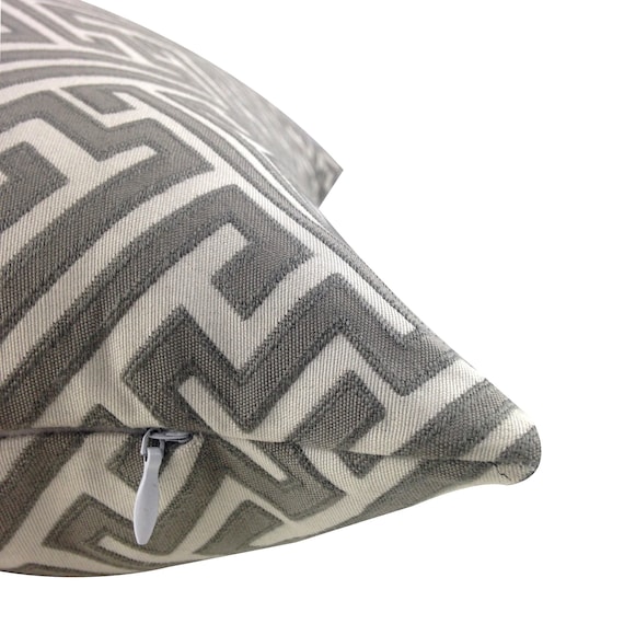 Modern Greek Key Applique Throw Pillow Luxe Blurred Lines Throw Pillow Cover