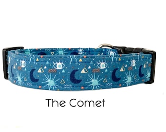 The Comet / Navy and White Celestial Dog Collar / Gift for Dog Lovers