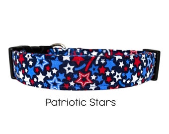 Collare per cani con stelle patriottiche / Collare per il Giorno dell'Indipendenza del 4 luglio / Collare per cani novità / Regalo per gli amanti dei cani