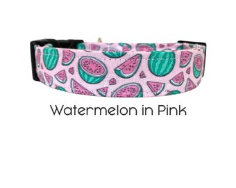 The Watermelon in Pink Dog Collar / Colorful Summer Fruit Dog Collar / Gift for Dog Lovers