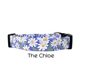 Le Chloe / Purple and White Daisy Floral Dog Collar / Cadeau pour les amoureux des chiens