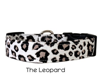 The Leopard / Black, Tan and White Leopard Print Dog Collar / Gift for Dog Lovers