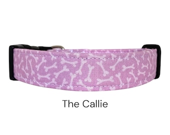 Obroża dla psa Callie Pink Dog Bones / Wzór zwierzęcy / Prezent dla miłośników psów
