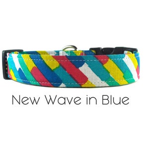 Retro Stripe Colorful Dog Collar - The New Wave in Blue