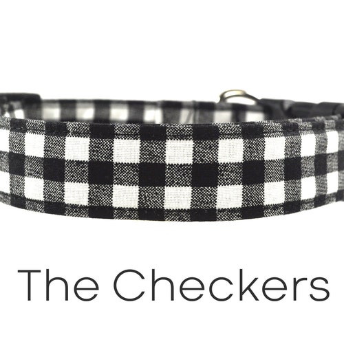 Black and White Checkered Dog Collar the Checkers Etsy