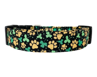 Shamrock's and Paws / Collier pour chien pour la Saint-Patrick / Collier pour les fêtes / Cadeau pour les amoureux des chiens