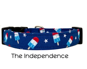 The Independence Dog Collar / Patriotic Navy Dog Collar / 4th of July Independence Day Collar / Novelty Dog Collar / Regalo para los amantes de los perros