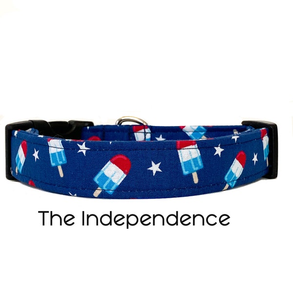 The Independence Dog Collar / Patriotic Navy Dog Collar / 4th of July Independence Day Collar / Novelty Dog Collar / Gift for Dog Lovers