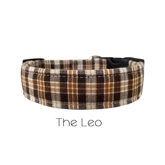 Brown Plaid Dog Collar / The Leo / Gift for Dog Lovers