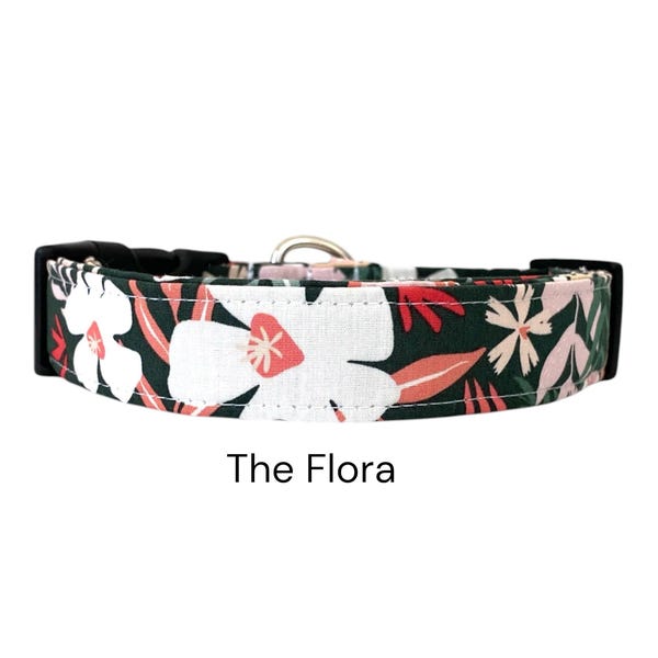 The Flora Dog Collar / Peach, Pink, and White Floral Design / Gift for Dog Lovers