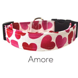 Red Hearts Dog Collar / Valentines Dog Collar / Amore Dog Collar / Holiday Collar / Gift for Dog Lovers