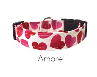 Red Hearts Dog Collar / Valentines Dog Collar / Amore Dog Collar / Holiday Collar / Gift for Dog Lovers