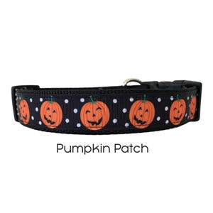 Pumpkin Patch Halloween Dog Collar / Black and Orange Jack O Lantern Dog Collar / Holiday Collar / Gift for Dog Lovers