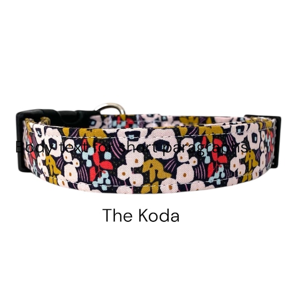 The Koda Floral Dog Collar / Brown, Peach, and Red Floral Design  / Spring Collection / Gift for Dog Lovers