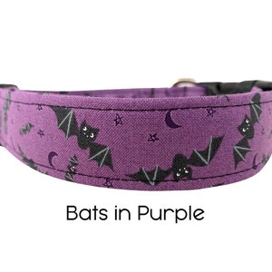 Bats in Purple Dog Collar / Halloween Dog Collar / Holiday Collar / Gift for Dog Lovers