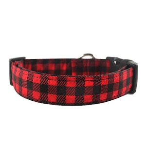 Buffalo Plaid Dog Collar / Plaid Dog Collar / Red and Black Checkered Dog Collar / Gift for Dog Lovers