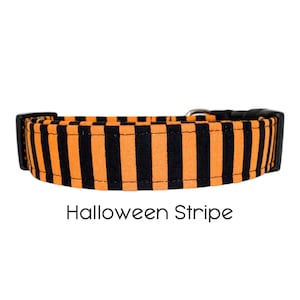 Halloween Stripe Dog Collar / Black and Orange Dog Collar / Holiday Collar / Gift for Dog Lovers