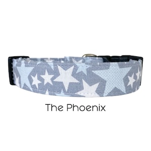 The Phoenix / Stars Dog Collar / Blue and White Celestial Dog Collar / Spring Collar / Gift for Dog Lovers