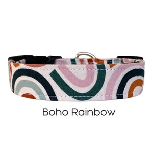 Boho Rainbow Dog Collar, Girly Collar, Fabric Collar, Cute Pet Accessory, Gift for Dog Lovers