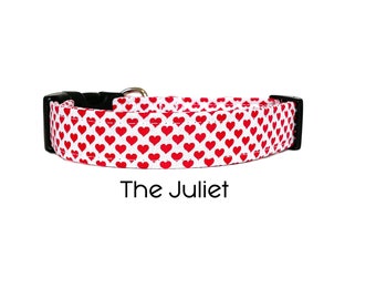 Das Juliet Hundehalsband / Rote Herzen Valentines Hundehalsband / Be Mine Hundehalsband / Urlaubshalsband / Geschenk für Hundeliebhaber