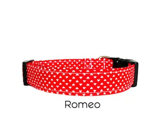 Romeo Dog Collar / Valentines Dog Collar / Hearts Dog Collar / Holiday Collar / Gift for Dog Lovers