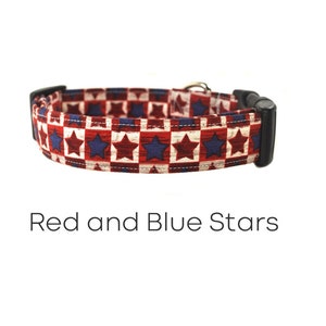 Rote und blaue Sterne - Patriotisches Hundehalsband