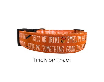 Trick or Treat Dog Collar / Halloween Dog Collar / Holiday Collar / Gift for Dog Lovers