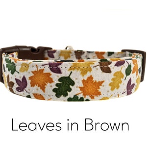 Leaves in Brown Dog Collar / Fall Leaves Dog Collar / Thanksgiving Dog Collar