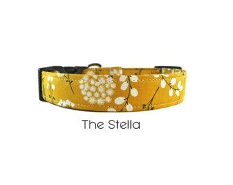 Yellow Floral Dog Collar / The Stella / Gift for Dog Lovers