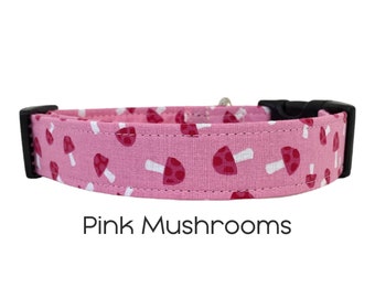 Pink Mushrooms Dog Collar / Summer Collar / Gift for Dog Lovers