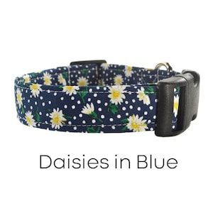 Blue and White Floral Daisy Dog Collar / The Daisies in Blue / Spring Dog Collar