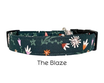 Collier pour chien à fleurs vert vif et orange / Collier pour chien printemps été / Cadeau pour les amoureux des chiens