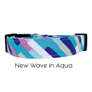 Retro Stripe Colorful Dog Collar - The New Wave in Aqua