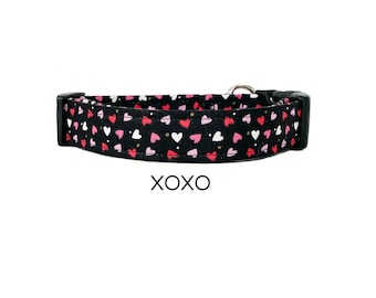 XOXO Hundehalsband / Valentinstag Hundehalsband / Hundehalsband in Rot, Rosa und Schwarz / Urlaubshalsband / Geschenk für Hundeliebhaber