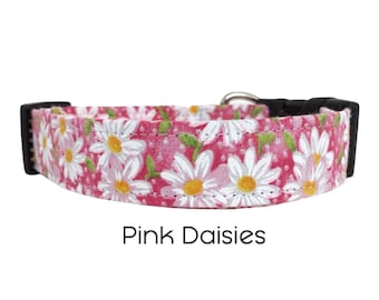 Rosa Gänseblümchen / Gänseblümchen Blumen Hundehalsband / Rosa und Weiß Hundehalsband / Frühlingshalsband / Geschenk für Hundeliebhaber