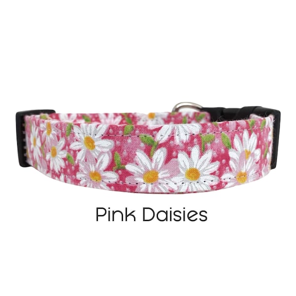 Pink Daisies / Daisy Floral Dog Collar / Pink and White Dog Collar / Spring Collar / Gift for Dog Lovers