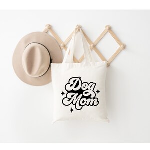 Dog Mom Retro Tote Bag, Doggy Daycare Bag, Dog Lover Gift, Travel Bag, Dog Mom Gift, Pet Supply Bag, Cotton Canvas Bag, Tote