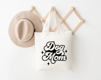 Dog Mom Retro Tote Bag, Doggy Daycare Bag, Dog Lover Gift, Travel Bag, Dog Mom Gift, Pet Supply Bag, Cotton Canvas Bag, Tote