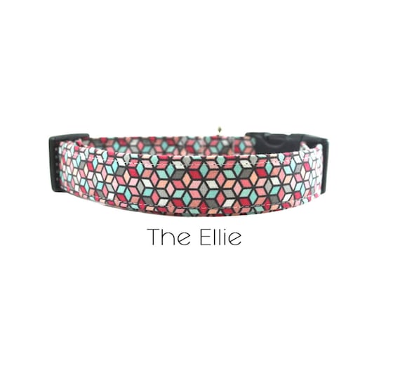 Pink and Red Hexagon Dog Collar / The Ellie Collar / Gift for Dog Lovers