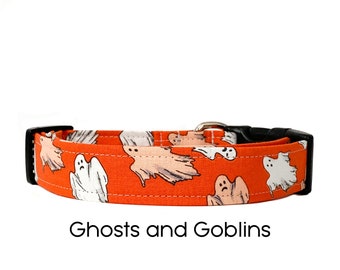 Ghosts and Goblins Dog Collar / Glow in the Dark / Halloween Dog Collar / Holiday Collar / Gift for Dog Lovers