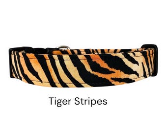 Tiger Stripes Tan and Black Dog Collar / Animal Print Design / Gift for Dog Lovers