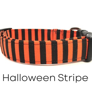 Halloween Stripe Dog Collar / Orange and Black Collar / Halloween Dog Collar